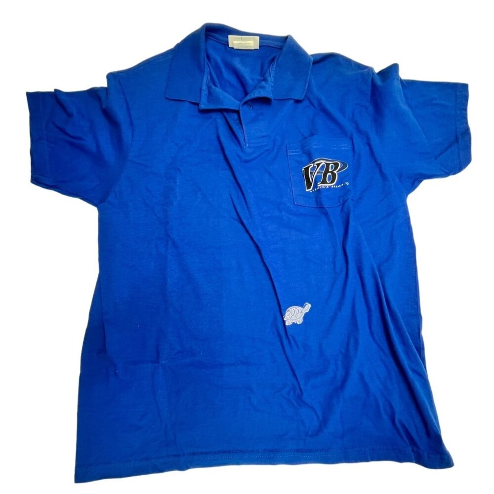 Hanes VB Virginia Beach Polo Shirt M Blue Cotton/Polyester 33d